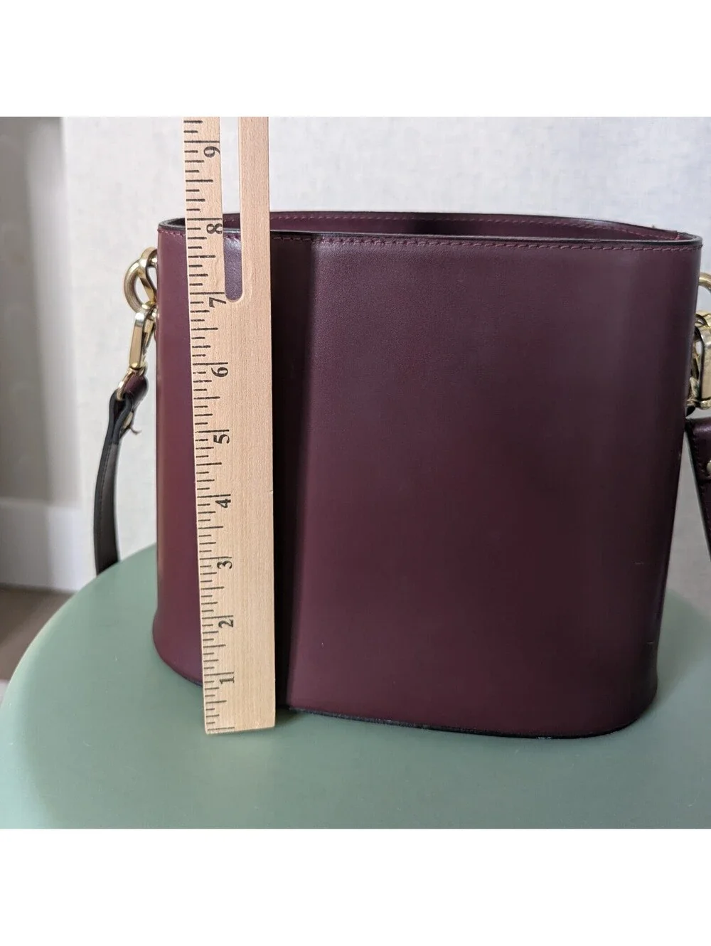 Firmin Made in Italy burgundy leather bucket bag